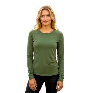 nuuds Olive Green Long Sleeve Fitted Stretch Tee Size Large
